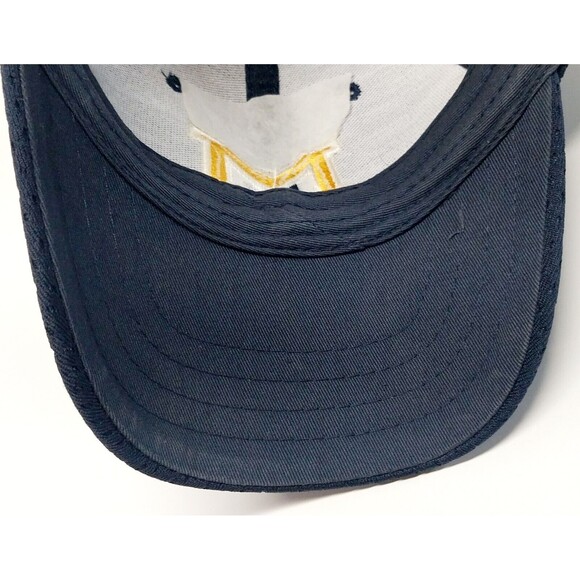 Michigan Wolverines Adjustable Hat Navy Blue Yellow Logo Vent Cobra One Size GUC - Picture 10 of 15
